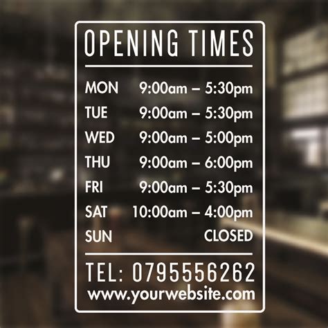 OUR OPENING HOURS!  .